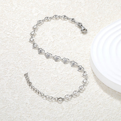 7.4 x 6mm heart-shaped accessory, 20+5cm, bracelet, steel color/gold color asonjewelry