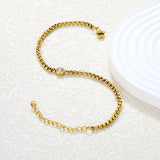 6mm white diamond-set pendant, width 2.9 x 18+5cm, bracelet, steel color/gold color