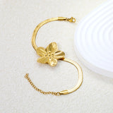 30.2 x 32.4 mm large flower pendant 4 mm snake chain 17 + 5 cm bracelet Steel color/gold color