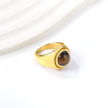 Cast Ring Bands & Round Brown Cat's Eye Ring asonjewelry