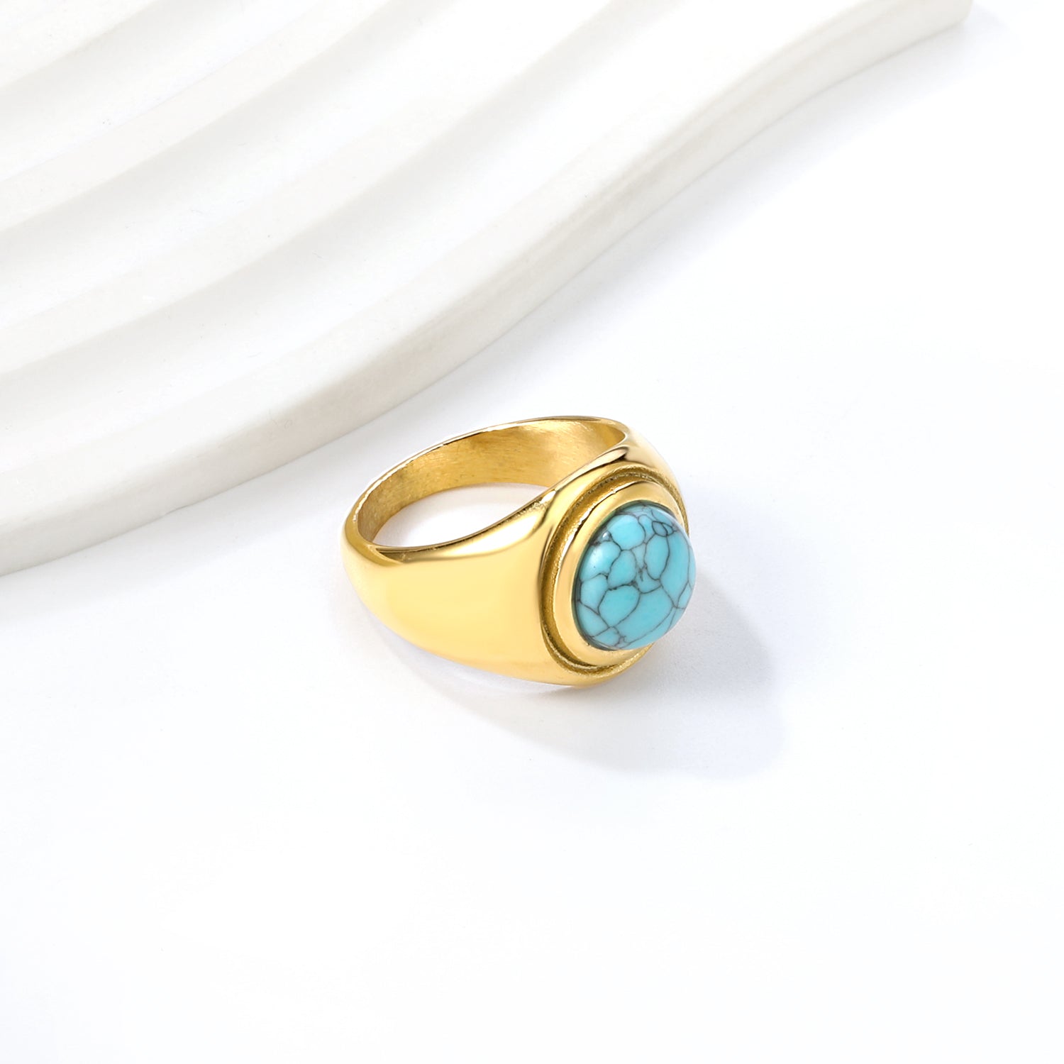 Cast Ring & Round Blue Turquoise Ring asonjewelry