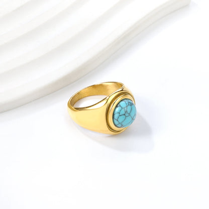 Cast Ring & Round Blue Turquoise Ring asonjewelry
