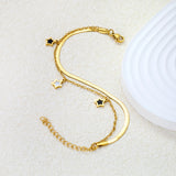 7.2+9mm Star Accessories, 2.6mm Push-Closure Chain 16+0.4cm Cross Chain 16+5cm Double Chain Bracelet, Gold