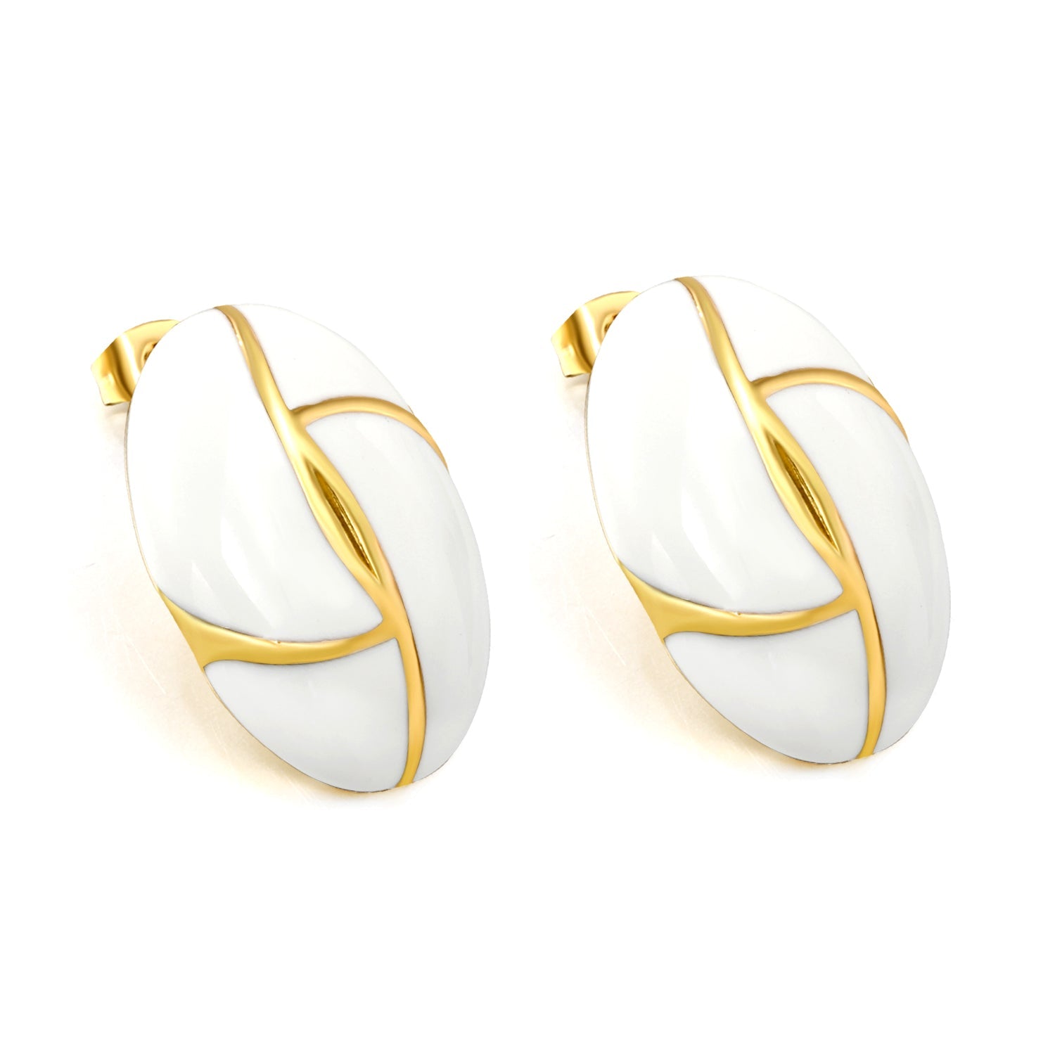 Oval White / Black Drip Earrings with Trim 19.2*27.9mm asonjewelry