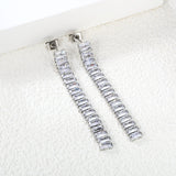 Earrings 5.83mm rectangle white/mixed color diamonds 5.5cm gold/steel color