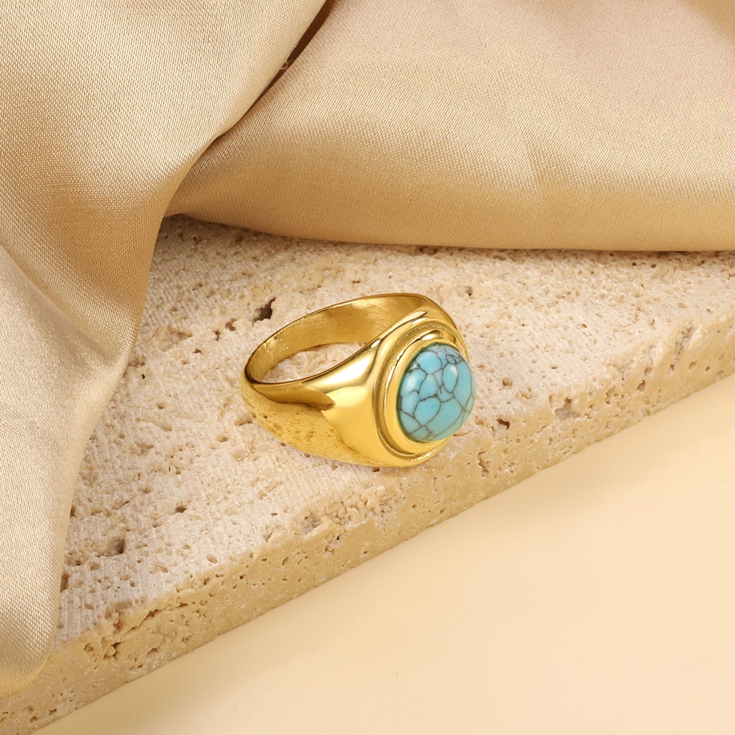 Cast Ring & Round Blue Turquoise Ring asonjewelry