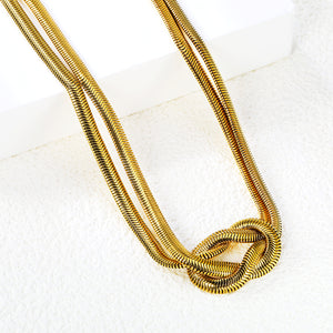 25*16mm snapback knot double chain line width 4mm*40+5cm+6mm round end tag Gold color
