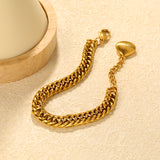 2 x 8mm double-sided rounded chain + 18+3cm + 15 x 13mm shell tail tag bracelet, gold