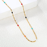 Mixed Color Dots Adhesive Necklace 40+5cm+6mm Round Plaque Golden