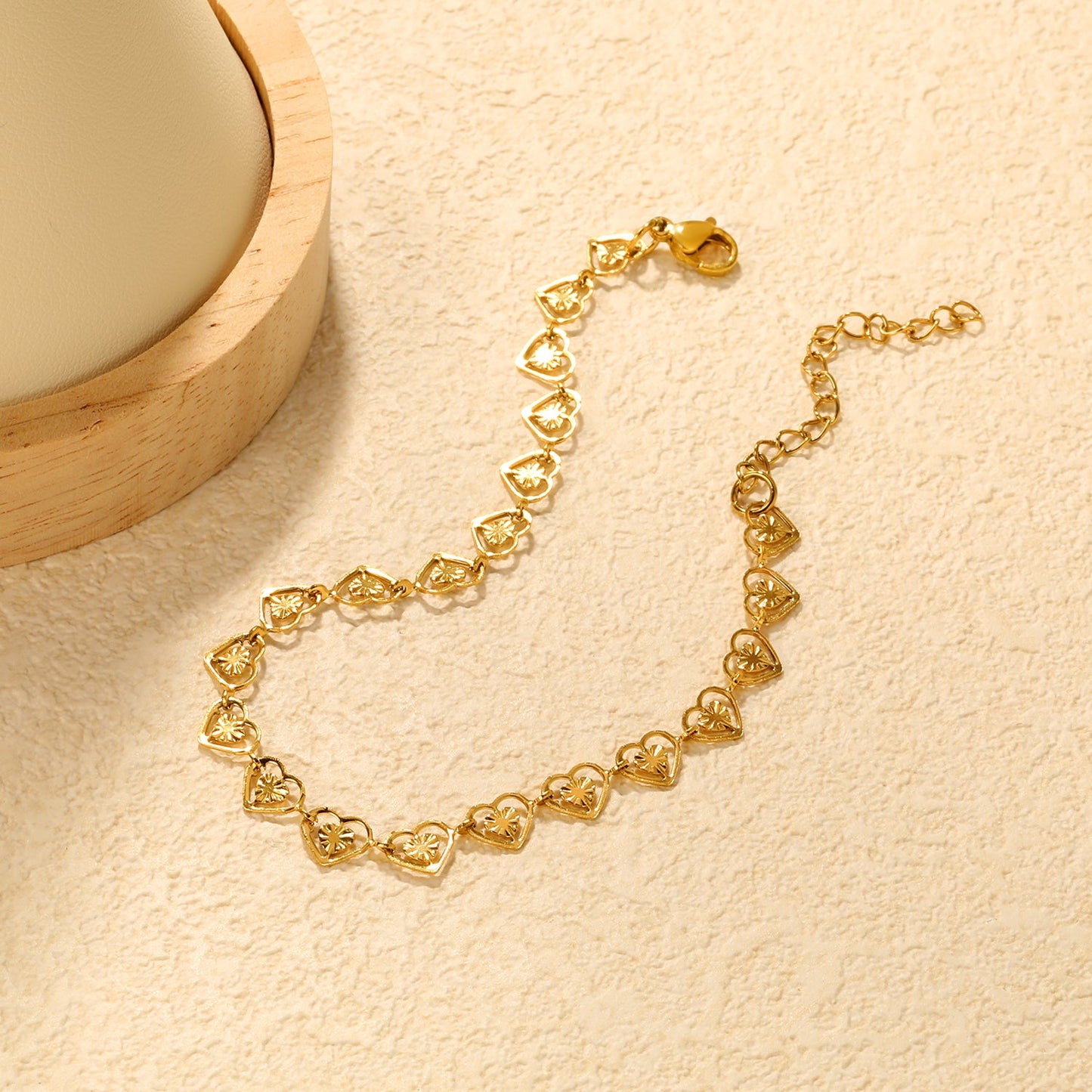 7.4 x 6mm heart-shaped accessory, 20+5cm, bracelet, steel color/gold color asonjewelry