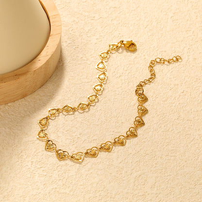 7.4 x 6mm heart-shaped accessory, 20+5cm, bracelet, steel color/gold color asonjewelry