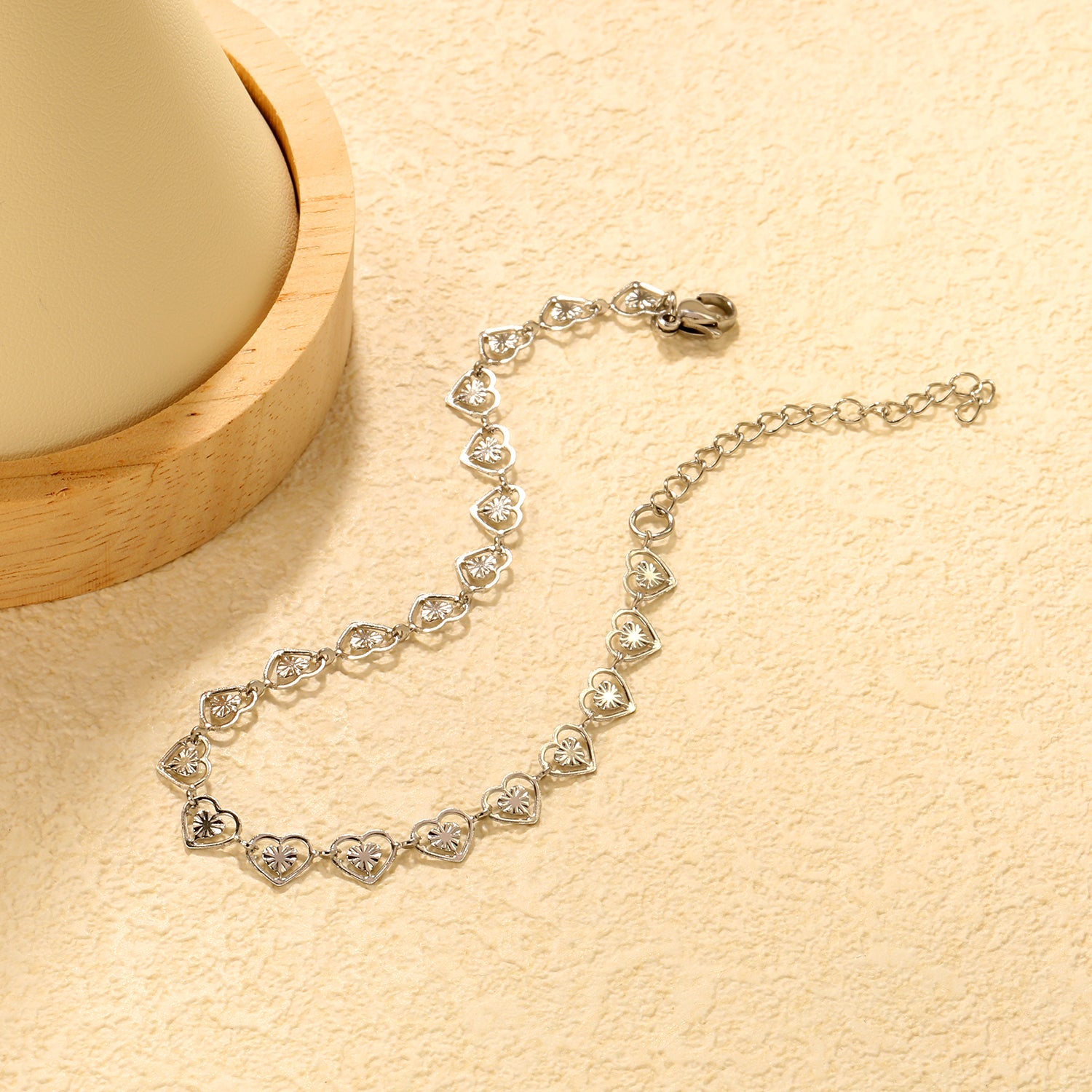 7.4 x 6mm heart-shaped accessory, 20+5cm, bracelet, steel color/gold color asonjewelry