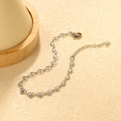 7.4 x 6mm heart-shaped accessory, 20+5cm, bracelet, steel color/gold color asonjewelry