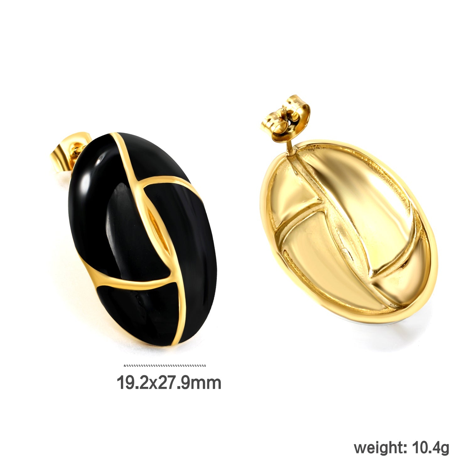 Oval White / Black Drip Earrings with Trim 19.2*27.9mm asonjewelry