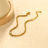 6mm white diamond-set pendant, width 2.9 x 18+5cm, bracelet, steel color/gold color