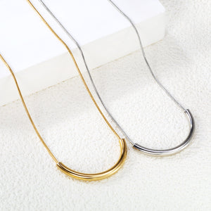 Wire 3*width 32*height 16.3mm flat U-shaped pendant necklace 40+5cm steel color/golden color