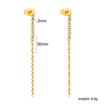 6 White Diamonds 2mm with Chain Earrings 50mm asonjewelry