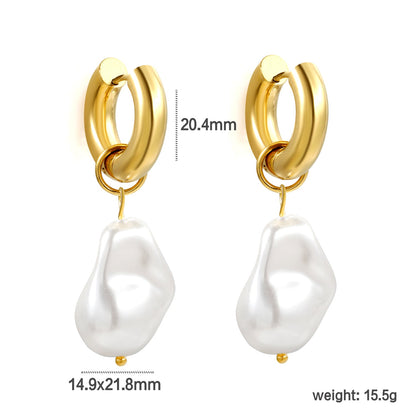 5*20.4mm Round with Shaped White Pearl Stud Earrings 14.9*21.8mm asonjewelry