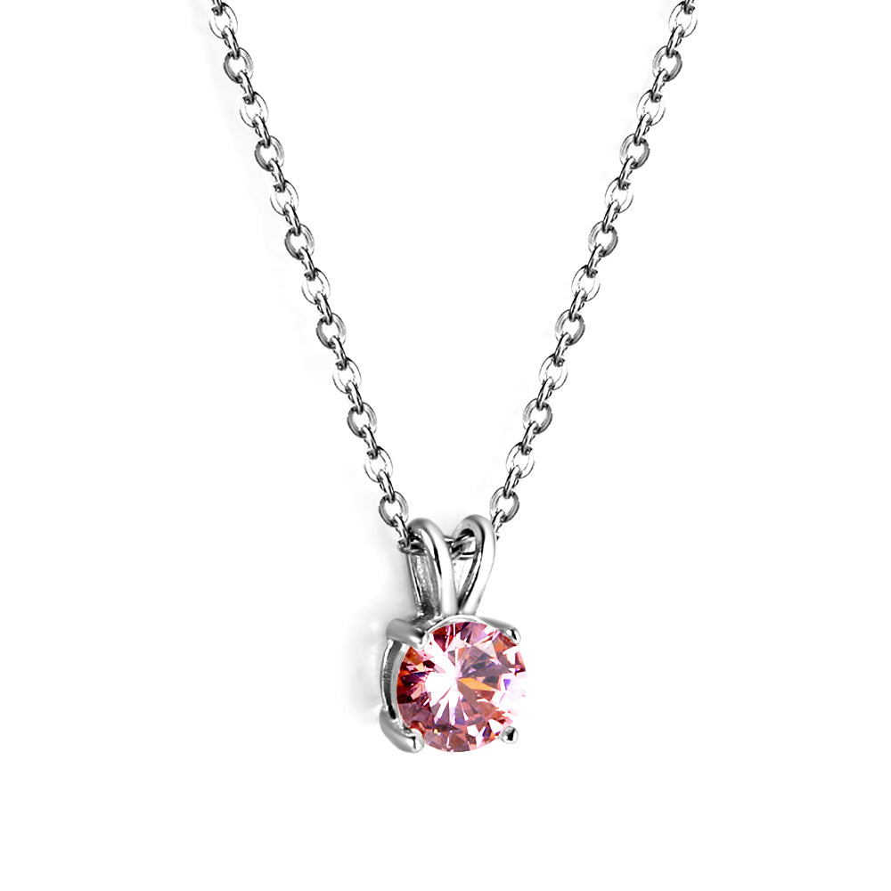 White & Red & Pink & Purple & Green Diamond Round Pendant Necklace 45cm asonjewelry