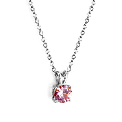 White & Red & Pink & Purple & Green Diamond Round Pendant Necklace 45cm asonjewelry