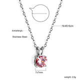 White & Red & Pink & Purple & Green Diamond Round Pendant Necklace 45cm