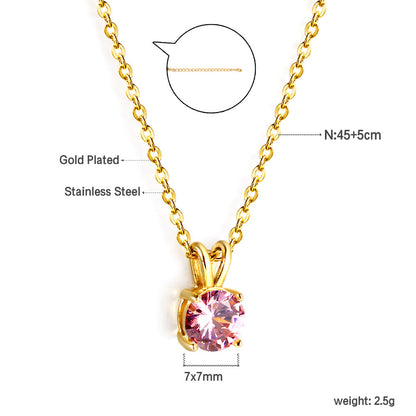 White & Red & Pink & Purple & Green Diamond Round Pendant Necklace 45cm asonjewelry