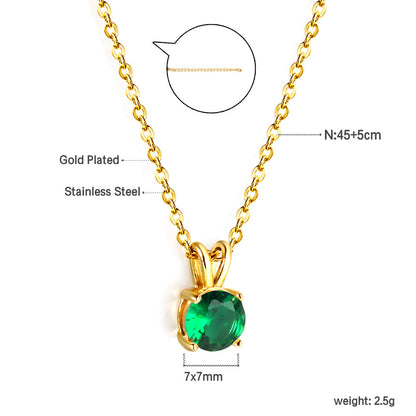 White & Red & Pink & Purple & Green Diamond Round Pendant Necklace 45cm asonjewelry