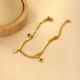 7.2+9mm Star Accessories, 2.6mm Push-Closure Chain 16+0.4cm Cross Chain 16+5cm Double Chain Bracelet, Gold