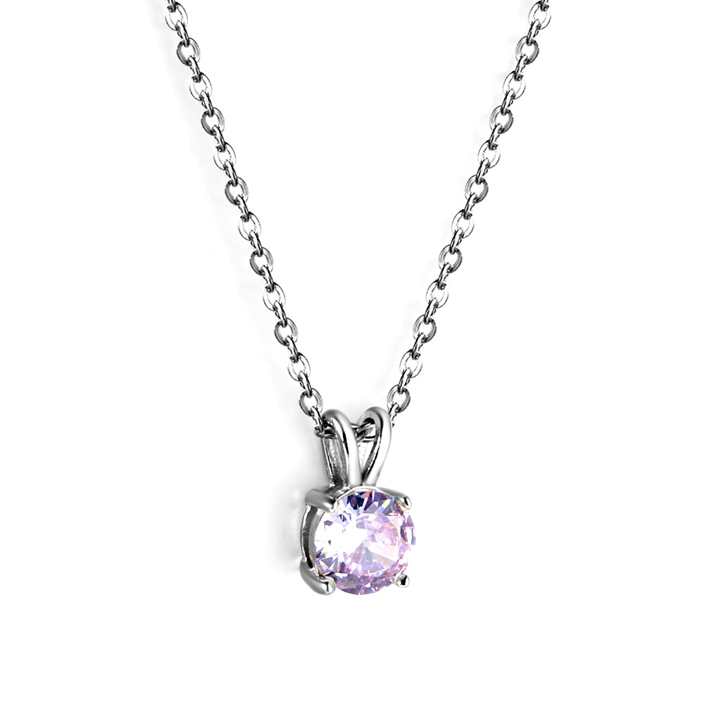 White & Red & Pink & Purple & Green Diamond Round Pendant Necklace 45cm asonjewelry