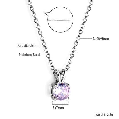 White & Red & Pink & Purple & Green Diamond Round Pendant Necklace 45cm asonjewelry