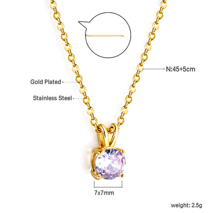 White & Red & Pink & Purple & Green Diamond Round Pendant Necklace 45cm asonjewelry