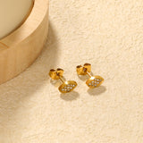 8.2*5mm leaf shaped earrings with white diamonds Gold color