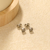 5mm Geometric plain pin earrings with white diamonds steel color/golden color