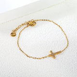 10*15mm Cross CNC White Zirconia Accessories Bracelet 17+3cm+6mm Round End Tag Gold Color