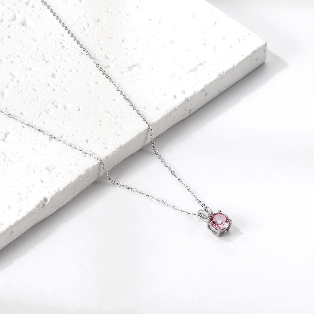 White & Red & Pink & Purple & Green Diamond Round Pendant Necklace 45cm asonjewelry