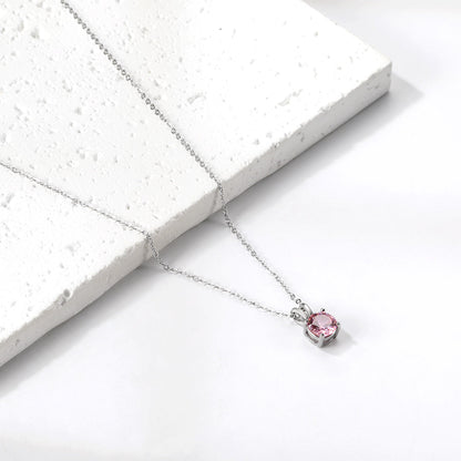 White & Red & Pink & Purple & Green Diamond Round Pendant Necklace 45cm asonjewelry
