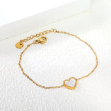 10.7*9.7mm bead edge heart shape with white shells accessories bracelet 17+3cm+6mm round end tag gold color