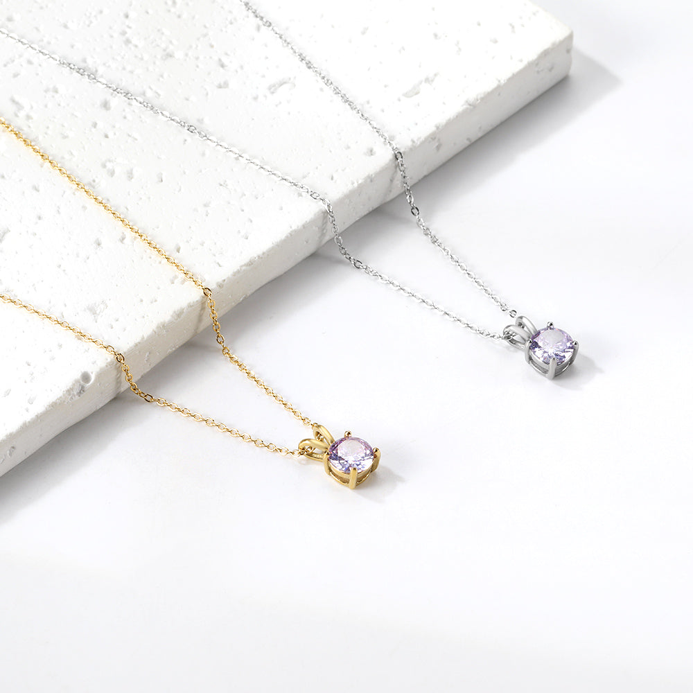 White & Red & Pink & Purple & Green Diamond Round Pendant Necklace 45cm asonjewelry