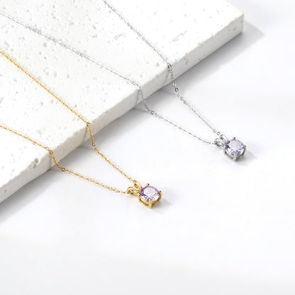 White & Red & Pink & Purple & Green Diamond Round Pendant Necklace 45cm asonjewelry