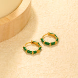 14*13.4mm green oil drip bamboo earrings gold color