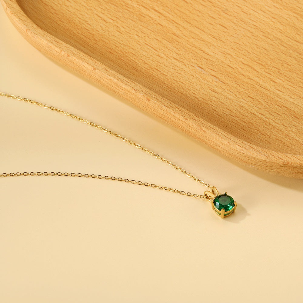 White & Red & Pink & Purple & Green Diamond Round Pendant Necklace 45cm asonjewelry