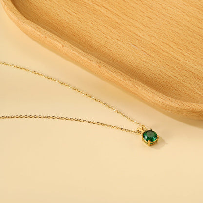 White & Red & Pink & Purple & Green Diamond Round Pendant Necklace 45cm asonjewelry