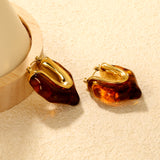 25.6*29.7mm irregular V-shaped white/transparent black/amber resin ear clips gold color
