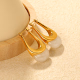 19.4*32.4mm oval U-shaped white/clear black/amber resin ear clips Gold color