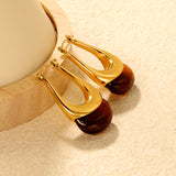 19.4*32.4mm oval U-shaped white/clear black/amber resin ear clips Gold color