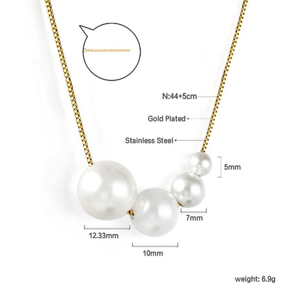 4 large and small white pearls 5+7+10+12mm Necklace 45+5cm asonjewelry