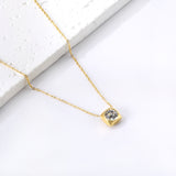 Necklace with 5 colors in square setting 42+5cm