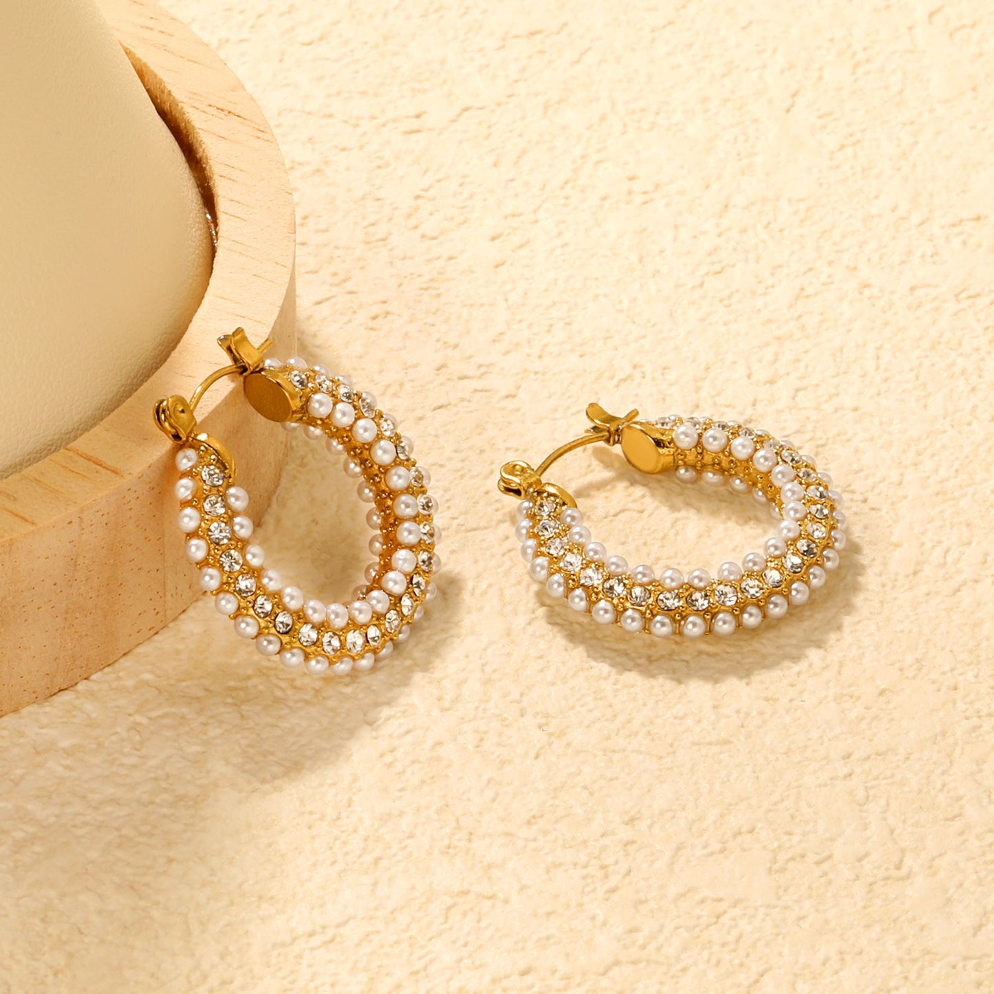 26*24mm earrings + white imitation pearl earrings gold color asonjewelry