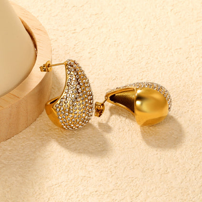 20.3*30mm drop earrings with white diamonds Gold color asonjewelry