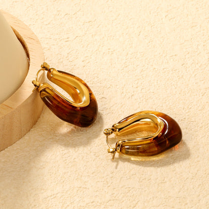 24*27.2mm U-shaped white/transparent black/amber resin ear cuffs gold color asonjewelry